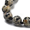 Round Natural Dalmatian Jasper Beaded Necklaces NJEW-F327-02A-02-2