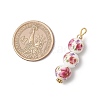 3Pcs Handmade Flower Printed Porcelain Ceramic Pendants PALLOY-JF03974-2