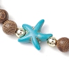 Summer Beach Starfish Dyed Synthetic Turquoise & 6mm Round Wenge Wood Beaded Stretch Bracelets for Women BJEW-JB10514-01-3