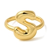 Initials Brass Open Cuff Ring for Women RJEW-N046-02S-G-2