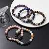 Natural Lava Rock & Mixed Gemstone & Alloy Rose Beaded Stretch Bracelets BJEW-JB09401-5