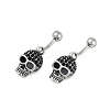 Skull 316 Surgical Stainless Steel Dangle Belly Button Rings EJEW-G416-02AS-4