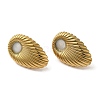 Ion Plating(IP) 304 Stainless Steel Textured Teardrop Stud Earrings EJEW-C114-20G-2