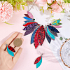 Leaf Alloy with Imitation Leather Pendant Necklace & Stud Dangle Earring SJEW-CL0001-02-3