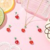 6Pcs 2 Colors Cherry Brass Enamel Pendants KK-CJ0003-18-6
