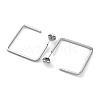 304 Stainless Steel Square Stud Earrings EJEW-K295-03P-2