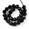 Natural Golden Sheen Obsidian Beads Strands G-S345-8mm-20-3