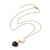2Pcs 2 Style Opalite & Natural Obsidian Heart Pendant Necklaces Set NJEW-JN04484-4