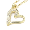 Brass Micro Pave Clear Cubic Zirconia Pendant Necklaces NJEW-B101-01G-01-1