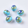 Flower Picture Printed Resin Beads RESI-J020-C07-2