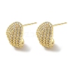 C-Shaped Brass & Clear Cubic Zirconia Stud Earrings KK-CBA36A2-10G-4