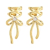 Brass Micro Pave Clear Cubic Zirconia Bowknot Cuff Earrings EJEW-P295-01G-1