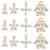 12Pcs 3 Style Brass Cubic Zirconia Charms KK-BBC0011-55-1