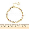 Flat Round Brass Pave Cubic Zirconia Link Chain Bracelets for Women BJEW-P385-01G-5