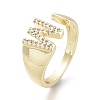 Brass Micro Pave Clear Cubic Zirconia Cuff Rings RJEW-F103-13W-G-3