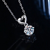 Anti-Tarnish Rhodium Plated 925 Sterling Silver Pave Crystal Moissanite Rhinestone Heart with Rhombus Charms STER-U003-08P-3