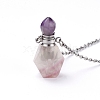 Natural Fluorite Openable Perfume Bottle Pendant Necklaces NJEW-E150-01D-P-2