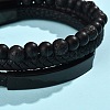 Natural Lava Rock & Glass Round Beaded Bracelets BJEW-G732-02A-4