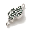 Rack Plating Brass Micro Pave Green Cubic Zirconia Cactus Connector Links KK-U027-01P-2