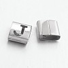 Tarnish Resistant Letter Style 201 Stainless Steel Square Slide Charms STAS-L132-11-1