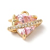 Brass Cubic Zirconia Charms KK-M233-10G-B-1