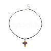 5Pcs 5 Style Natural & Synthetic Mixed Gemstone Cross Pendant Necklaces Set with Waxed Cord for Women NJEW-JN04176-4