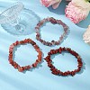 3Pcs Natural Rhodonite & Natural Red Jasper & Natural Strawberry Quartz Chip Beaded Stretch Bracelet Sets BJEW-JB10866-5