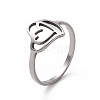 Non-Tarnish 201 Stainless Steel Interlocking Double Heart Finger Ring RJEW-J051-03P-1