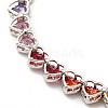 Colorful Cubic Zirconia Heart Pendant Necklace NJEW-E074-03P-3