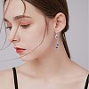 Rhodium Plated 925 Sterling Silver Peacock with Chain Tassel Dangle Earrings JE1047A-6