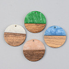 Opaque Resin & Walnut Wood Pendants RESI-S389-025A-C-1