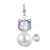 Cat Imitated Pearl Acrylic & Glass Beads Pendant Decorations HJEW-JM02953-4