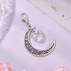 Alloy Moon & Glass Pendant Decorations HJEW-JM02689-01-1