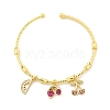 Brass Micro Pave Cubic Zirconia Fruit Charm Bangles for Women BJEW-Z089-01G-01-4