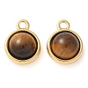 Ion Plating(IP) 304 Stainless Steel with Tiger Eye Charms STAS-Q345-07G-1