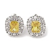 Brass Pave Cubic Zirconia Rectangle Stud Earrings for Women EJEW-I304-20P-02-1