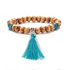 Natural Wood Stretch Bracelet with Gemstone BJEW-JB08222-4