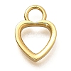 Heart Brass Open Back Bezel Charms KK-S508-07G-1