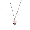 Porcelain Lucky Cat Pendant 304 Stainless Steel Twist Chain Necklaces for Women Men NJEW-JN05552-4