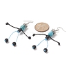 Synthetic Turquoise & Natural Lava Rock Braided Skeleton Dangle Earrings EJEW-TA00226-03-3