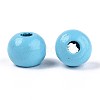 Spray Painted Round Natural Schima Wood Beads WOOD-A018-6mm-09-2