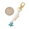 Natural White Mother of Pearl Shell & Synthetic Turquoise Starfish Pendant Decorations HJEW-JM02986-3