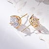 Brass Micro Pave Clear Cubic Zirconia Stud Earrings EJEW-K300-26G-3