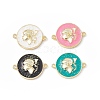 Rack Plating Brass Enamel Connector Charms KK-B065-23G-1