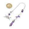 Pointed Faceted Bullet Natural Amethyst & Opalite Chip Dowsing Pendulums PALLOY-JF03067-3