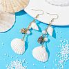 Bohemian Style Natural Shell Dangle Earrings with Glass Pearl Beads EJEW-JE05546-3
