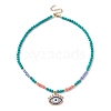 Horse Eye Alloy Enamel Pendant Necklace NJEW-JN04389-2