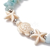 Natural Amazonite & Synthetic Turquoise Beaded Stretch Bracelets for Women BJEW-JB10750-02-3