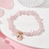 Natural Rose Quartz Chips Stretch Bracelets BJEW-JB09754-01-2