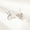 Brass Micro Pave Clear Cubic Zirconia Stud Earrings EJEW-R016-26P-10-3